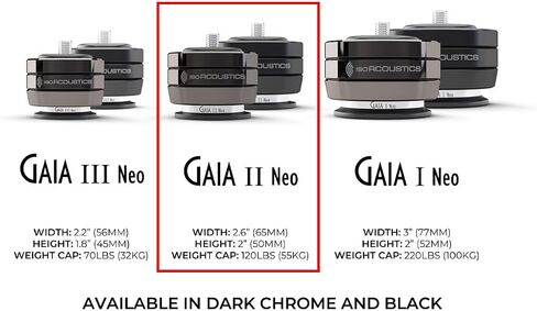 IsoAcoustics Gaia III باللون الكروم الداكن - أقدام عازلة لمكبرات الصوت ومكبرات الصوت بوزن 70 رطلاً (32 كجم) أو أقل. (مجموعة من 4) in Saudi Arabia