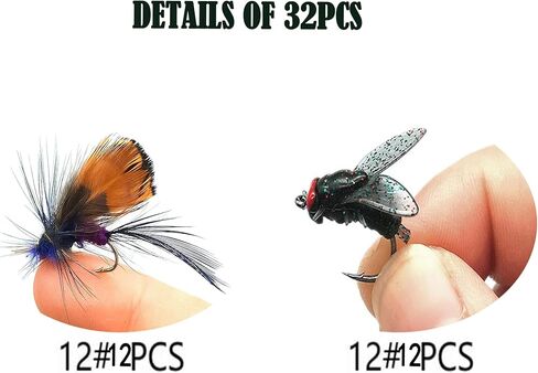 24pcs/44pcs/48pcs/64pcs Fly Fishing Flies Kit with Fly Box for Trout Bass Fishing Include Dry Flies, Wet Flies and Wooly Bugger Flies Fly Fishing Accessories in Kuwait