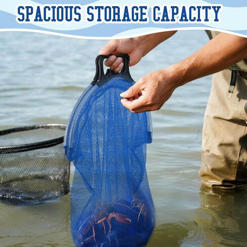 2 Pack Lobster Bag Heavy Duty Fish Bag Net 24 x 16 with Lockable Handle, Secure Closing Clip & Reinforced Mesh for Spearfishing, Diving, Lobstering, Clamming and Crabbing, Blue in Saudi Arabia