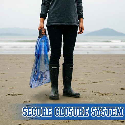 2 Pack Lobster Bag Heavy Duty Fish Bag Net 24 x 16 with Lockable Handle, Secure Closing Clip & Reinforced Mesh for Spearfishing, Diving, Lobstering, Clamming and Crabbing, Blue in Saudi Arabia