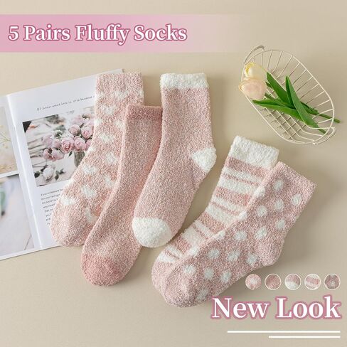 جوارب Clothirily Fuzzy للنساء - مجموعة جوارب مريحة للنساء، جوارب نوم دافئة للغاية وناعمة للشتاء in Kuwait