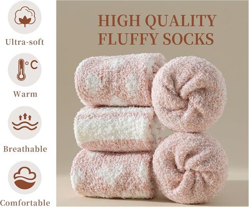 جوارب Clothirily Fuzzy للنساء - مجموعة جوارب مريحة للنساء، جوارب نوم دافئة للغاية وناعمة للشتاء in Kuwait