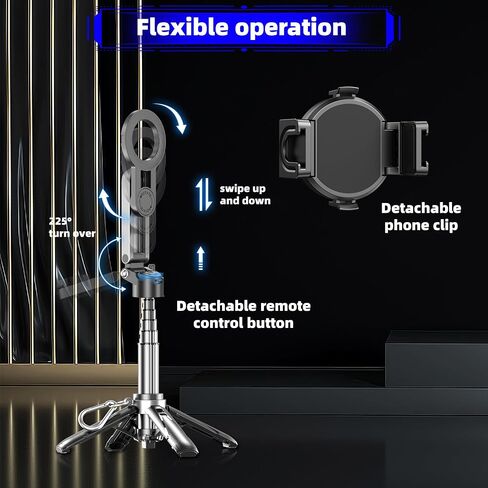 حامل ثلاثي القوائم Magsafe لهاتف iPhone، عصا سيلفي محمولة بحجم الجيب مع جهاز تحكم عن بعد قابل لإعادة الشحن وحلقة معدنية، حامل ثلاثي للهاتف الخلوي قابل للتمديد والفصل متوافق مع iPhone/Android in Saudi Arabia