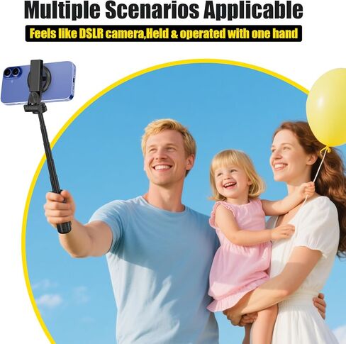 حامل ثلاثي عصا سيلفي مغناطيسي 4 في 1 - دوران 360 درجة، جهاز تحكم عن بعد بلوتوث، حامل هاتف صغير الحجم للسفر لهواتف iPhone وAndroid in Kuwait