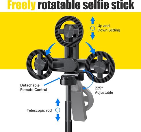 حامل ثلاثي عصا سيلفي مغناطيسي 4 في 1 - دوران 360 درجة، جهاز تحكم عن بعد بلوتوث، حامل هاتف صغير الحجم للسفر لهواتف iPhone وAndroid in Kuwait