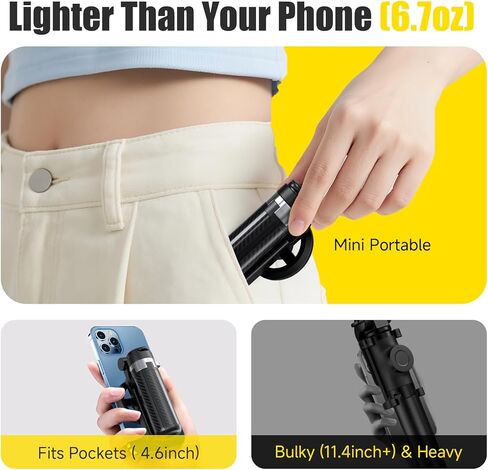 حامل ثلاثي عصا سيلفي مغناطيسي 4 في 1 - دوران 360 درجة، جهاز تحكم عن بعد بلوتوث، حامل هاتف صغير الحجم للسفر لهواتف iPhone وAndroid in Kuwait