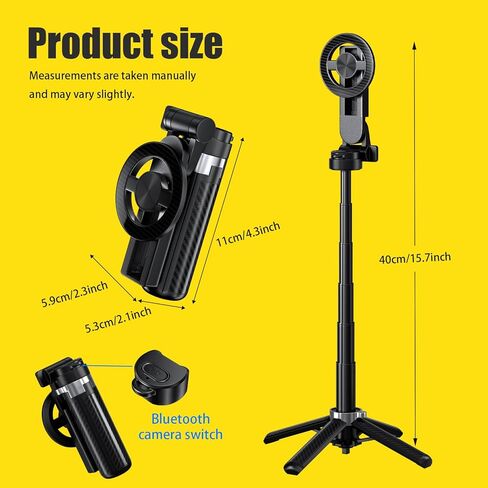 حامل ثلاثي عصا سيلفي مغناطيسي 4 في 1 - دوران 360 درجة، جهاز تحكم عن بعد بلوتوث، حامل هاتف صغير الحجم للسفر لهواتف iPhone وAndroid in Kuwait