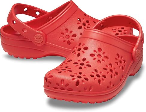 Crocs Unisex-Child Classic Clogs with Floral Cut Out Design, Kids and Toddler Shoes, Purple Moon, 6 Big Kid in Saudi Arabia
