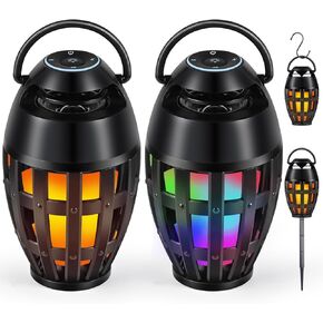 Outdoor Bluetooth Speakers with LED Flame Effect & Color Changing, IPX6 Waterproof, Bluetooth 5.3, USB Charging, Gifts for Men/Women, Torch Atmosphere Speaker for Patio/Garden/Party/Camping（2 Pack） in Saudi Arabia