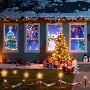 شاشة عرض خلفية ثلاثية الأبعاد مقاس 40 بوصة × 60 بوصة لعيد الميلاد، شاشة عرض نافذة محمولة قابلة للطي مع مجموعة تثبيت، شاشة عرض فيديو ثلاثية الأبعاد مزدوجة الجوانب للاستخدام الداخلي والخارجي in Kuwait