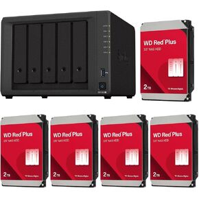 DiskStation DS1522+ حاوية NAS ذات 5 فتحات، بدون أقراص مع 5X WD Red Plus 2 تيرابايت in Kuwait
