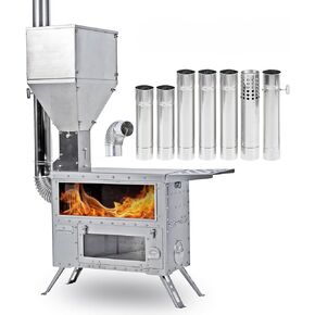 موقد تخييم خارجي مع فرن، موقد خيمة متعدد الوقود متوافق مع الخشب أو الكريات، موقد محمول مع أنابيب مدخنة للاستخدام الخارجي فقط (الموديل: GreenStovehori 5 Max) in Kuwait