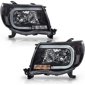 Grand Orange المصابيح الأمامية التجميع المتوافقة مع Toyota Tacoma 2005 2006 2007 2008 2009 2010 2011 Bumper Headpamp Smoke Lens Black Housing Reflector in Kuwait