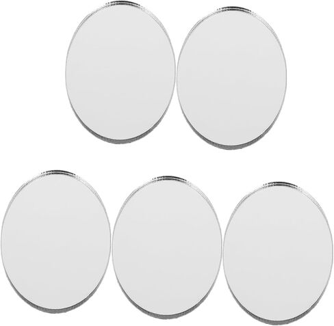5pcs Phone Mirror Decal Makeup Sticker for Phone Case Oval Mirror Sticker Acrylic Adhesive Compact Vanity Stick Charm Accessory in Saudi Arabia