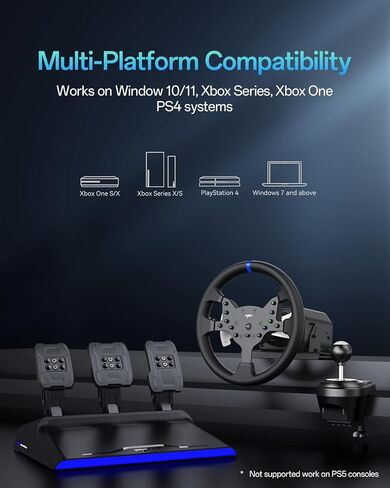 PXN V99 Gaming Racing Wheel with Pedals and Shifter, 3.2Nm Force Feedback, 6-Speed Shifter, Hall Sensor Pedals, 2-Clutch Paddles, 11.8 Inch Steering Wheel for PC, Xbox Series X|S, Xbox One, PS4 in Saudi Arabia