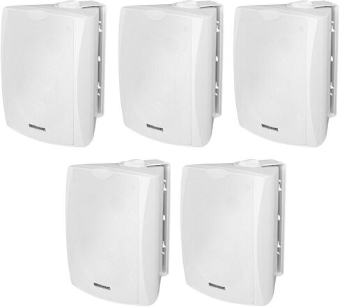 Rockville WET-6W White 70V 6.5 بوصة سماعات حائط داخلية/خارجية مصنفة IPX55، دعامة تثبيت دوارة، مقاومة للطقس للمطاعم والباحات والمساحات التجارية، 5 قطع in Kuwait