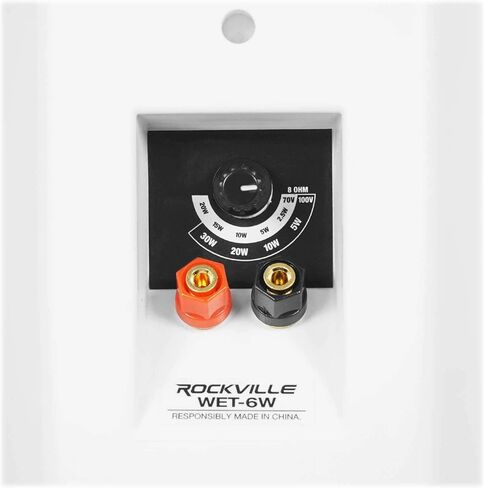 Rockville WET-6W White 70V 6.5 بوصة سماعات حائط داخلية/خارجية مصنفة IPX55، دعامة تثبيت دوارة، مقاومة للطقس للمطاعم والباحات والمساحات التجارية، 5 قطع in Kuwait