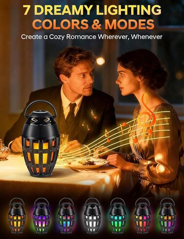 Outdoor Bluetooth Speakers with LED Flame Effect & Color Changing, IPX6 Waterproof, Bluetooth 5.3, USB Charging, Gifts for Men/Women, Torch Atmosphere Speaker for Patio/Garden/Party/Camping（2 Pack） in Saudi Arabia