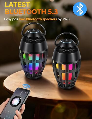 Outdoor Bluetooth Speakers with LED Flame Effect & Color Changing, IPX6 Waterproof, Bluetooth 5.3, USB Charging, Gifts for Men/Women, Torch Atmosphere Speaker for Patio/Garden/Party/Camping（2 Pack） in Saudi Arabia
