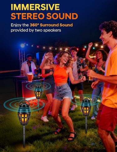Outdoor Bluetooth Speakers with LED Flame Effect & Color Changing, IPX6 Waterproof, Bluetooth 5.3, USB Charging, Gifts for Men/Women, Torch Atmosphere Speaker for Patio/Garden/Party/Camping（2 Pack） in Saudi Arabia