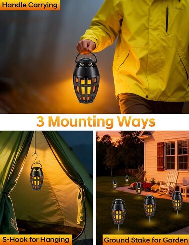 Outdoor Bluetooth Speakers with LED Flame Effect & Color Changing, IPX6 Waterproof, Bluetooth 5.3, USB Charging, Gifts for Men/Women, Torch Atmosphere Speaker for Patio/Garden/Party/Camping（2 Pack） in Saudi Arabia