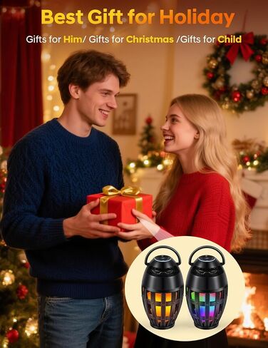 Outdoor Bluetooth Speakers with LED Flame Effect & Color Changing, IPX6 Waterproof, Bluetooth 5.3, USB Charging, Gifts for Men/Women, Torch Atmosphere Speaker for Patio/Garden/Party/Camping（2 Pack） in Saudi Arabia