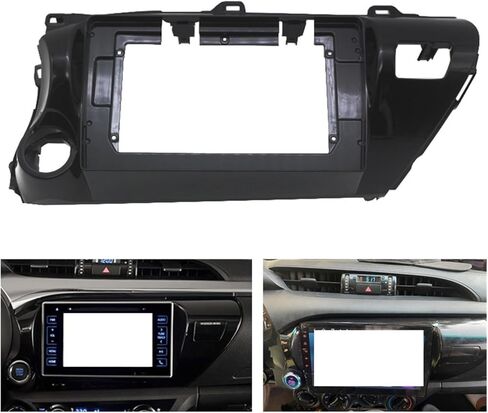 إطار راديو 9/10 بوصة 2Din Android Head Unit Car Radio Frame Kit مناسب لسيارة Toyota Hilux 2015-2018 لوحة تثبيت ستيريو السيارة حافة مريحة وعملية (RHD، 9 بوصة) in Kuwait