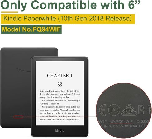 Case with Hand Strap for 6" Kindle Paperwhite (10th Generation-2018 Release,Model No.PQ94WIF),Lihght PU Leather Cover and Transparent Hard Back,with Auto Sleep/Wake,Gentle Purple in Saudi Arabia