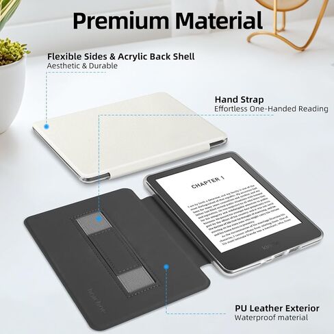 Case with Hand Strap for 6" Kindle Paperwhite (10th Generation-2018 Release,Model No.PQ94WIF),Lihght PU Leather Cover and Transparent Hard Back,with Auto Sleep/Wake,Gentle Purple in Saudi Arabia