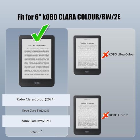 حافظة لهاتف Kobo Clara Colour/Clara BW (2024)/Clara 2E (2022)/Tolino Shine Color/Shine 4/5، غطاء حزام اليد، يتضمن واقي شاشة، غطاء خلفي ناعم مع تنبيه/غفو تلقائي، أخضر داكن in Kuwait
