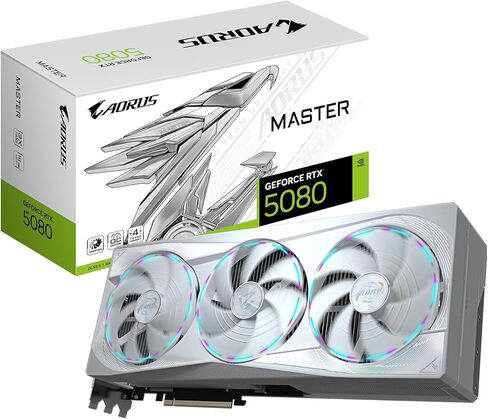 GIGABYTE AORUS GeForce RTX 5080 Master ICE 16G Graphics Card, WINDFORCE Cooling System, 16GB 256-bit GDDR7, GV-N5080AORUSM ICE-16GD Video Card (Renewed) in Saudi Arabia