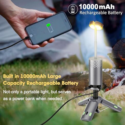 Camping Lights Rechargeable, Detachable Camping Lantern with Stand, Telescopic Waterproof Camp Lamp, Magnetic Work Hanging Light, LED Tent Flashlights for Emergency (Gray- Upgraded) in Saudi Arabia