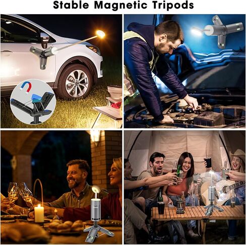 Camping Lights Rechargeable, Detachable Camping Lantern with Stand, Telescopic Waterproof Camp Lamp, Magnetic Work Hanging Light, LED Tent Flashlights for Emergency (Gray- Upgraded) in Saudi Arabia