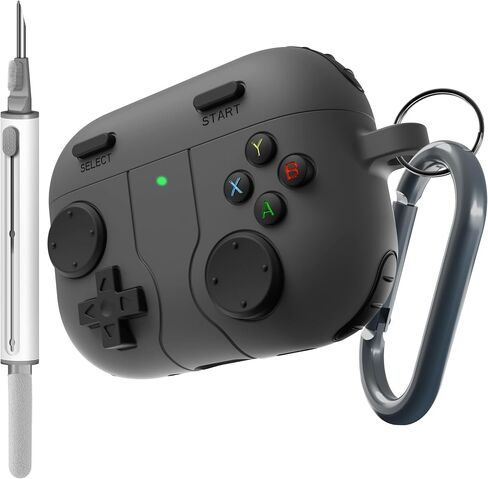 for AirPods Pro 3 Case(2025) DamonLight Game Case Shock-Proof Protective Silicone with Cleaning Pen and Keychain Accessories for Apple Airpods Pro 3rd Generation (Black) in Saudi Arabia