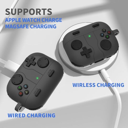 for AirPods Pro 3 Case(2025) DamonLight Game Case Shock-Proof Protective Silicone with Cleaning Pen and Keychain Accessories for Apple Airpods Pro 3rd Generation (Black) in Saudi Arabia