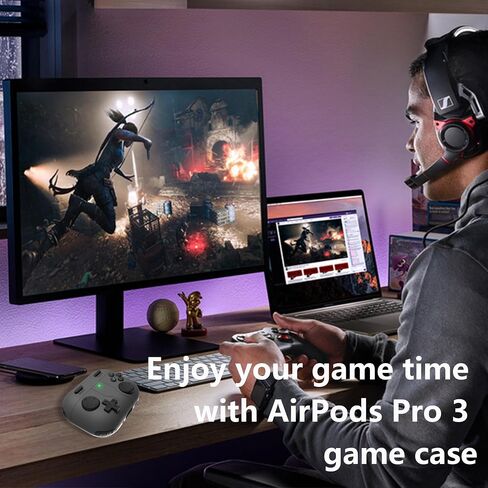 for AirPods Pro 3 Case(2025) DamonLight Game Case Shock-Proof Protective Silicone with Cleaning Pen and Keychain Accessories for Apple Airpods Pro 3rd Generation (Black) in Saudi Arabia