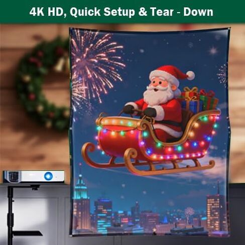 شاشة عرض خلفية ثلاثية الأبعاد مقاس 40 بوصة × 60 بوصة لعيد الميلاد، شاشة عرض نافذة محمولة قابلة للطي مع مجموعة تثبيت، شاشة عرض فيديو ثلاثية الأبعاد مزدوجة الجوانب للاستخدام الداخلي والخارجي in Kuwait