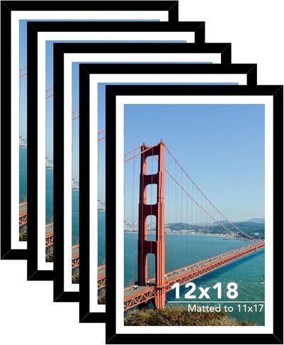 مجموعة إطارات صور مقاس 8.5 × 11 مكونة من 5 قطع للتعليق على الحائط والطاولة، شاشة مقاس 6 × 8 بوصة مع حصيرة أو 8.5 × 11 بدون حصيرة، إطار صور لشهادة مجمعة مقاس 8.5 × 11 مع زجاج شبكي مقاوم للكسر، 5 عبوات، أسود in Kuwait