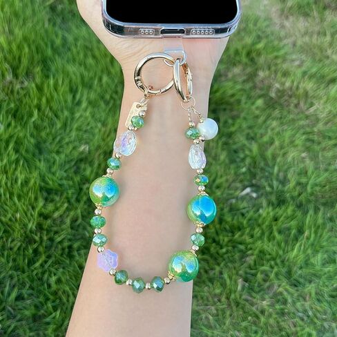 حبل مطرز بالخرز على شكل قلب مع لؤلؤ قزحي الألوان، هدية نسائية لجراب الهاتف، والحقيبة، والمحفظة in Kuwait