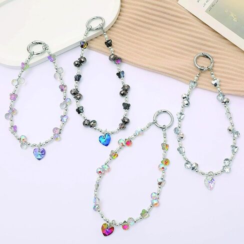 Natural Gemstone Beaded Phone Lanyard with Wrist Strap Stylish Phone Charm for Women Girls Durable Design for Smartphones in Saudi Arabia