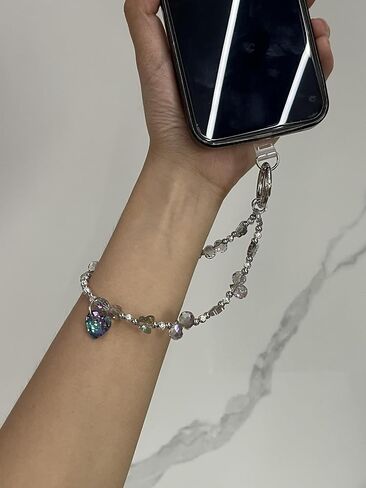 Natural Gemstone Beaded Phone Lanyard with Wrist Strap Stylish Phone Charm for Women Girls Durable Design for Smartphones in Saudi Arabia