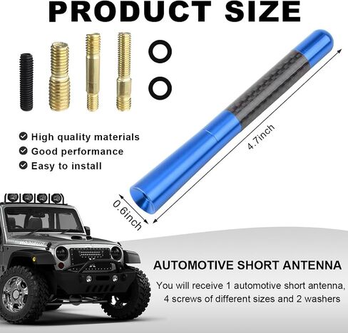 Car Short Antenna, 1.37" Stubby Aluminum Aerial Antenna with 4 Screws & 2 Rubber Gaskets, Shorty Carbon Fiber Auto Roof Mount Antenna Replacement for AM/FM Radio Reception (Black, 3.14 Inch) in Saudi Arabia