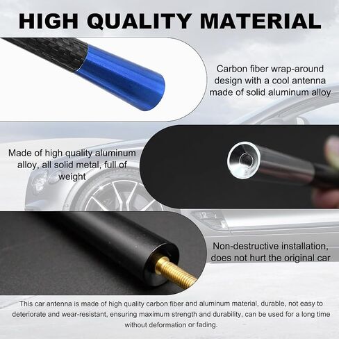 Car Short Antenna, 1.37" Stubby Aluminum Aerial Antenna with 4 Screws & 2 Rubber Gaskets, Shorty Carbon Fiber Auto Roof Mount Antenna Replacement for AM/FM Radio Reception (Black, 3.14 Inch) in Saudi Arabia