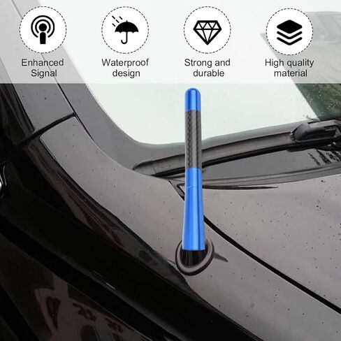 Car Short Antenna, 1.37" Stubby Aluminum Aerial Antenna with 4 Screws & 2 Rubber Gaskets, Shorty Carbon Fiber Auto Roof Mount Antenna Replacement for AM/FM Radio Reception (Black, 3.14 Inch) in Saudi Arabia