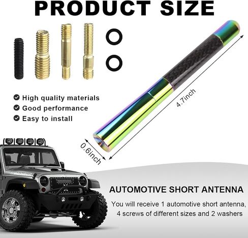 Car Short Antenna, 1.37" Stubby Aluminum Aerial Antenna with 4 Screws & 2 Rubber Gaskets, Shorty Carbon Fiber Auto Roof Mount Antenna Replacement for AM/FM Radio Reception (Black, 3.14 Inch) in Saudi Arabia