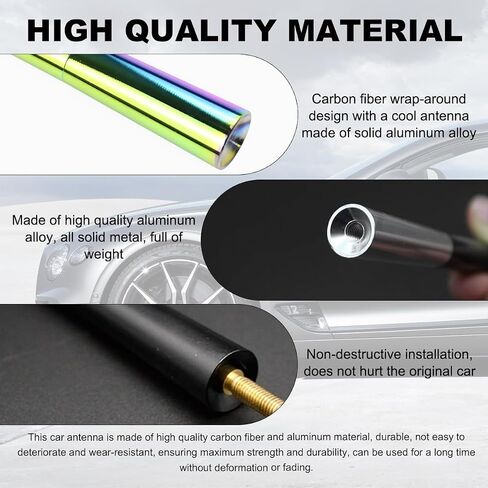 Car Short Antenna, 1.37" Stubby Aluminum Aerial Antenna with 4 Screws & 2 Rubber Gaskets, Shorty Carbon Fiber Auto Roof Mount Antenna Replacement for AM/FM Radio Reception (Black, 3.14 Inch) in Saudi Arabia