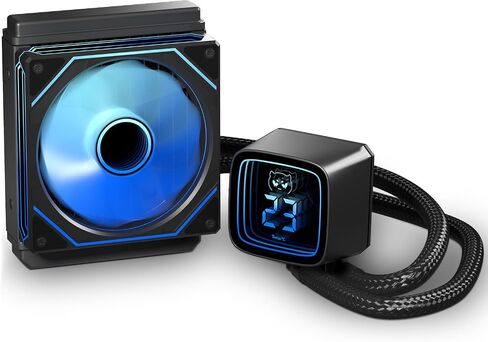 مبرد وحدة المعالجة المركزية AIO مقاس 120 مم مع شاشة رقمية، تبريد سائل 120 مم، مراوح ARGB PWM، LGA 1700/1200/115X/1366/775، AMD AM5/AM4، أسود in Kuwait