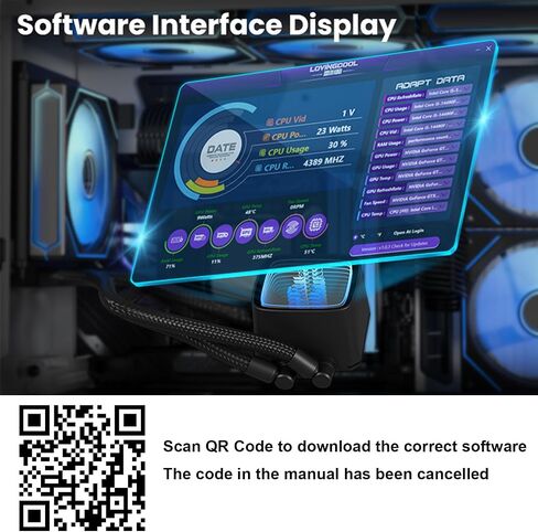 مبرد وحدة المعالجة المركزية AIO مقاس 120 مم مع شاشة رقمية، تبريد سائل 120 مم، مراوح ARGB PWM، LGA 1700/1200/115X/1366/775، AMD AM5/AM4، أسود in Kuwait