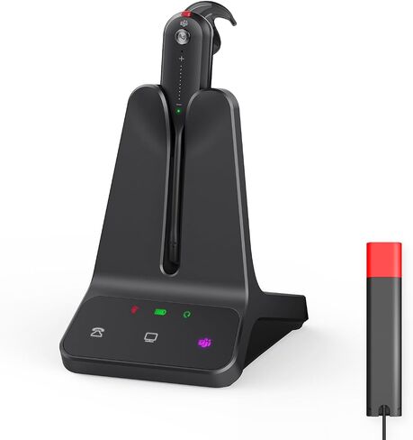 Yealink DECT Wireless Headset WH63 E2 & BLT60 Busy Light,Teams Certified,Single Ear(Mono) Office Headset for Desk Phone and Computer Softphone,Noise Cancelling Mic in Saudi Arabia
