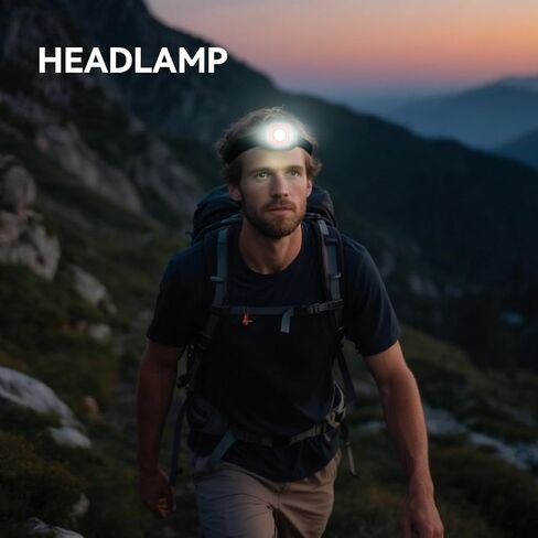 LED Headlamp Rechargeable COB Flashlight 2-Pack, Red and Yellow, 1000 Lumens Ultra Light, 8 Lighting Modes, Waterproof, Magnetic Working Light, Outdoor Camping Running Hiking in Saudi Arabia